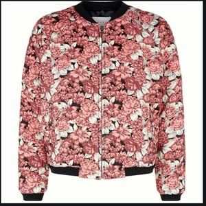 Sandro Evora Jacquard Pink Floral Rose Bomber